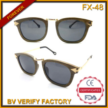 Fx-48 Fashionable Chic Natural Pure Wooden Sunglasses with Arrow Shaped Temples